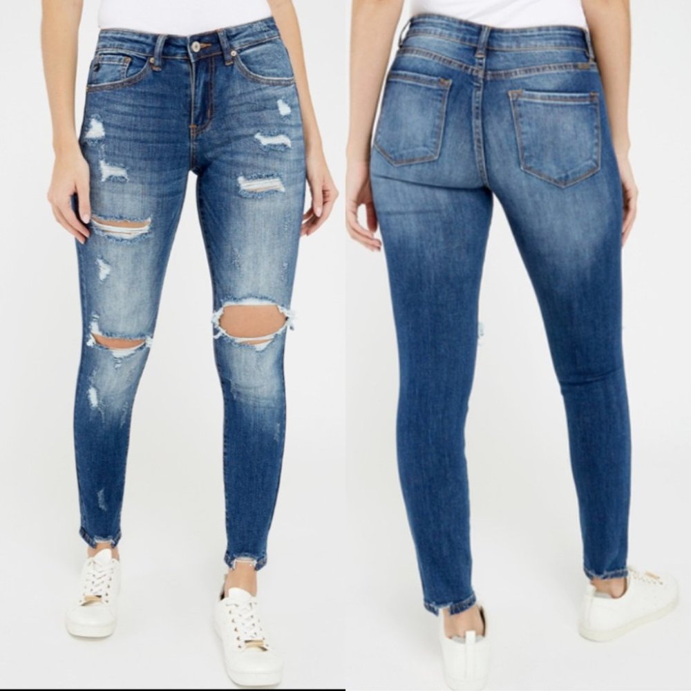 KanCan Austin Mid Rise Distressed Skinny Jeans